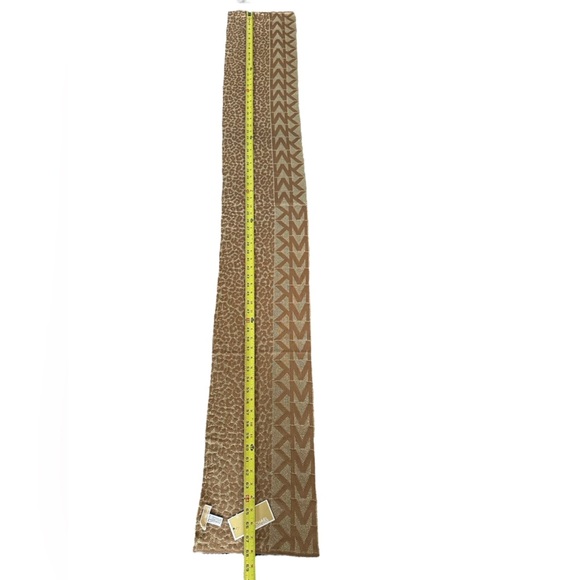 Michael Kors Womens Metallic Gold MK Monogram Print Scarf NWT - Picture 8 of 9